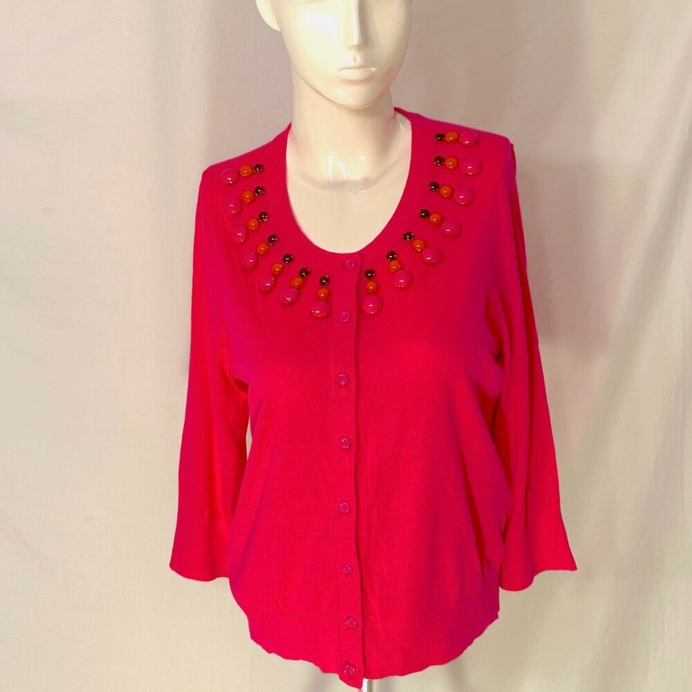KATE SPADE Rio Embellished Cardigan Sweater Pink Size XL